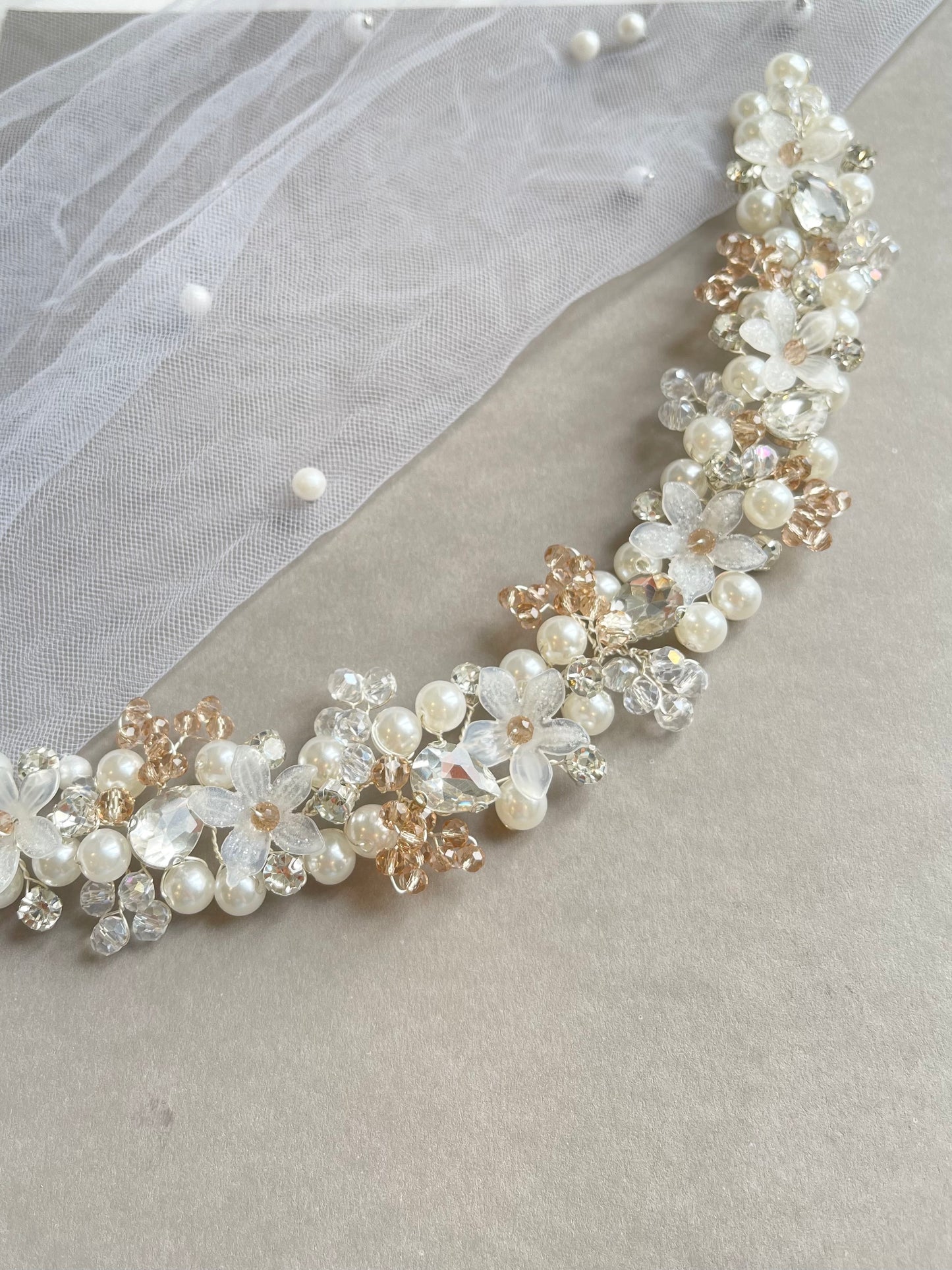 Bridal floral headpiece