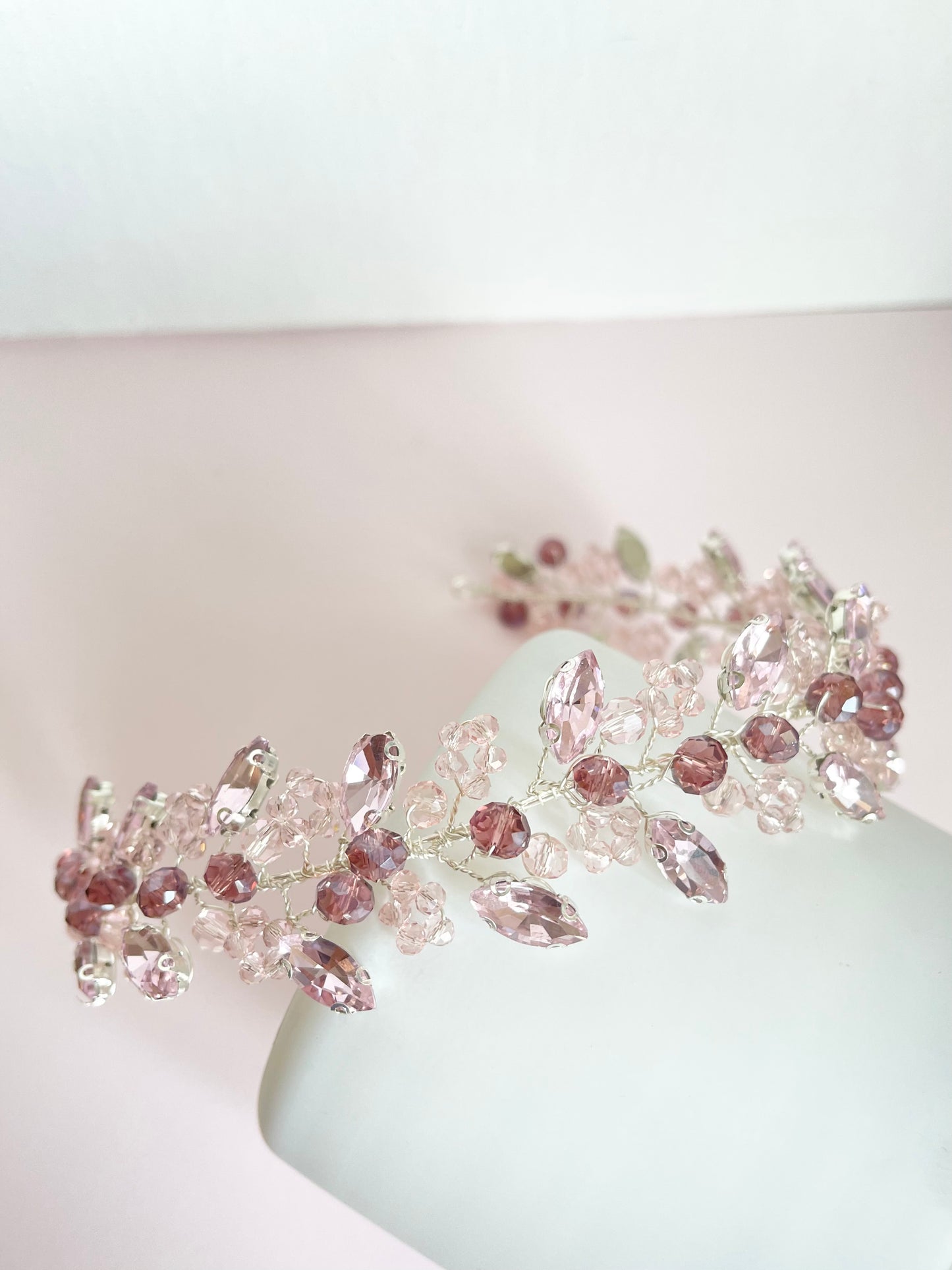 Bridal pink headpiece