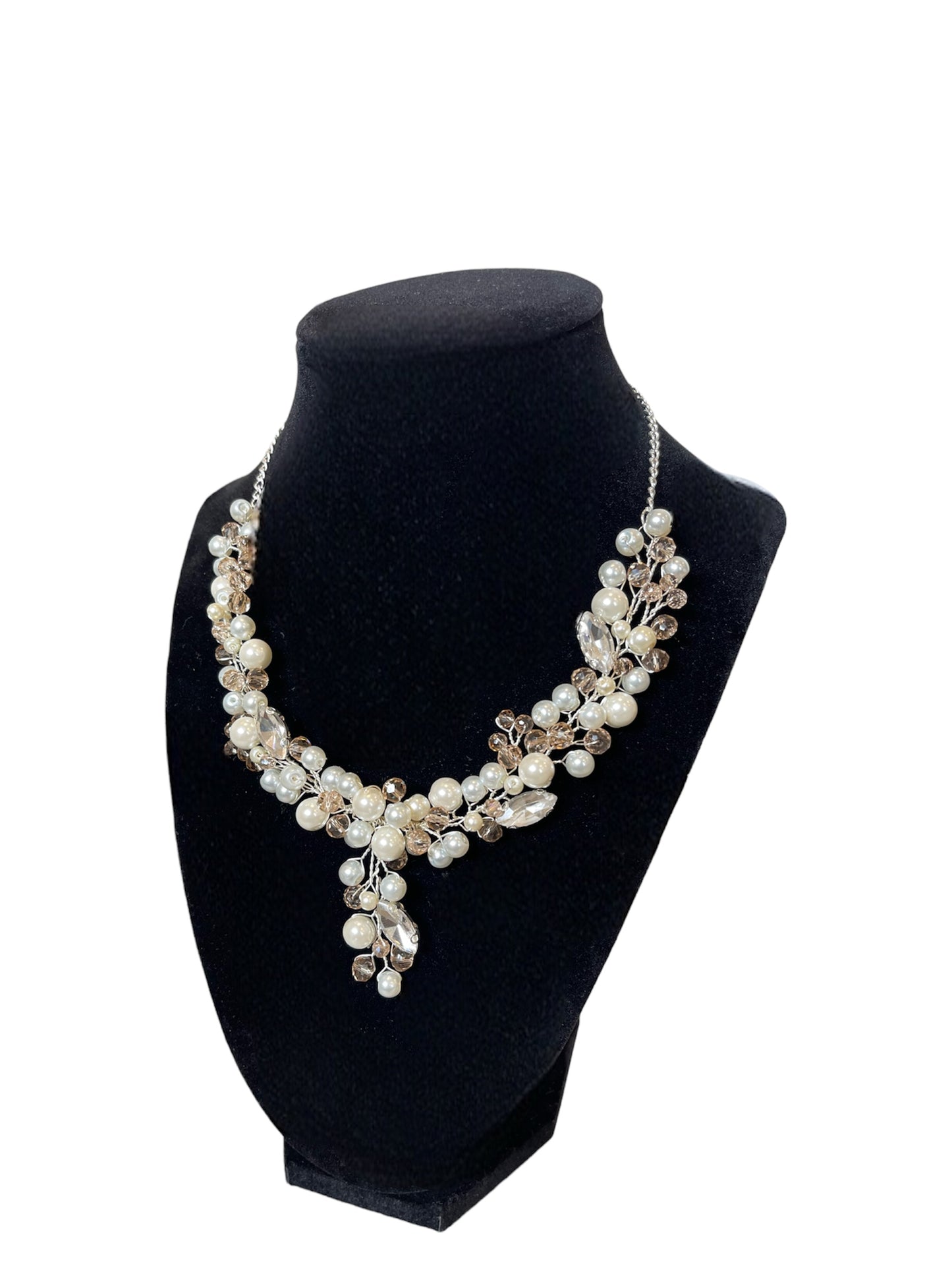 Wedding pearl & crystal necklace