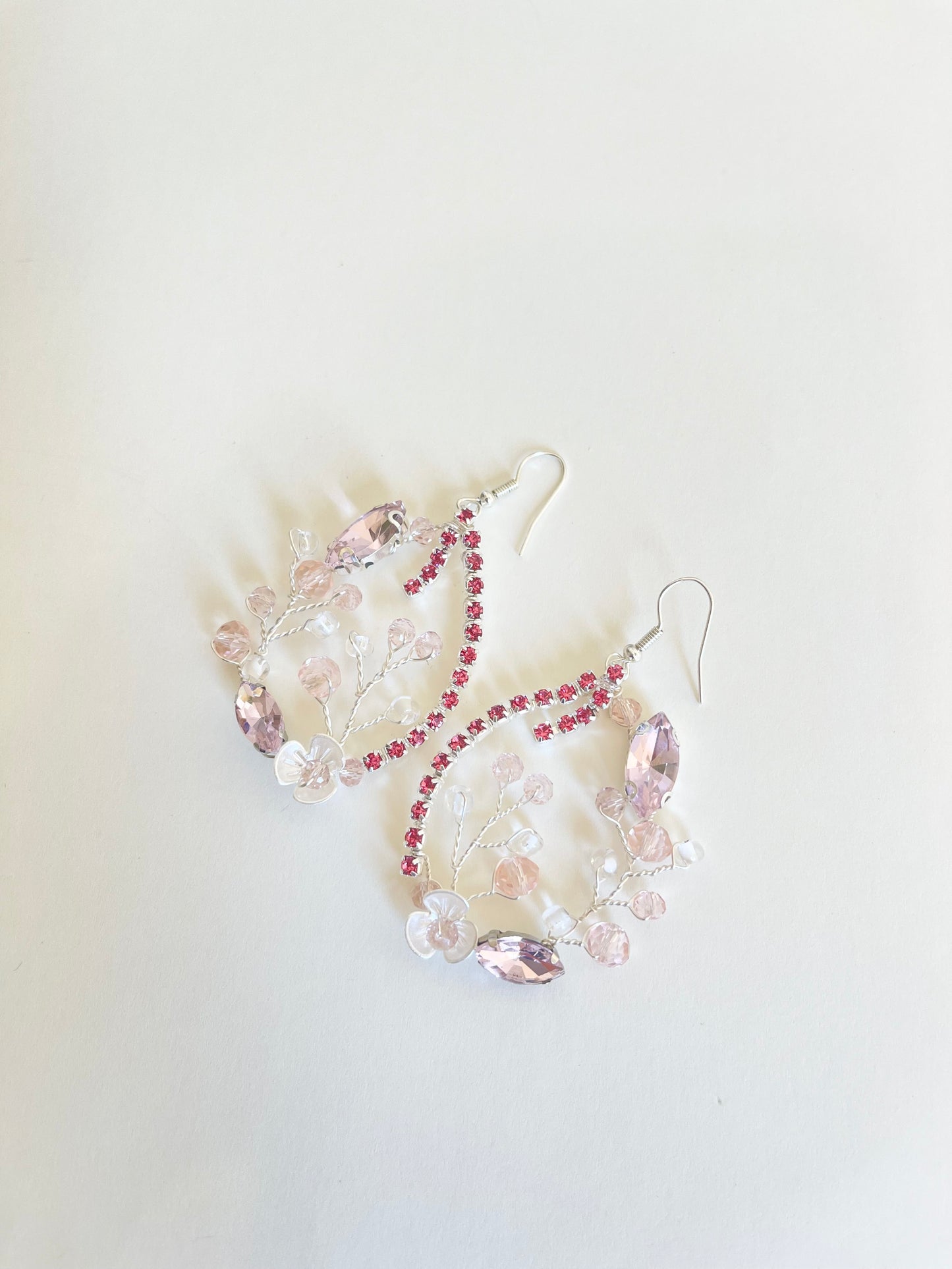 Pink bridal earring